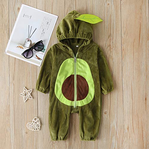 Infant Toddler Baby Halloween Costumes Cute Hoodie Romper Jumpsuit Warm Costume Clothes (18-24 Months,Avocado Hooded Jumpsuit)