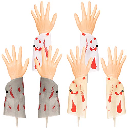 JOYIN Halloween 3 Pair of Bloodstain Zombie Arm Stakes Groundbreaker Yard Stakes for Halloween Haunted House Decoration