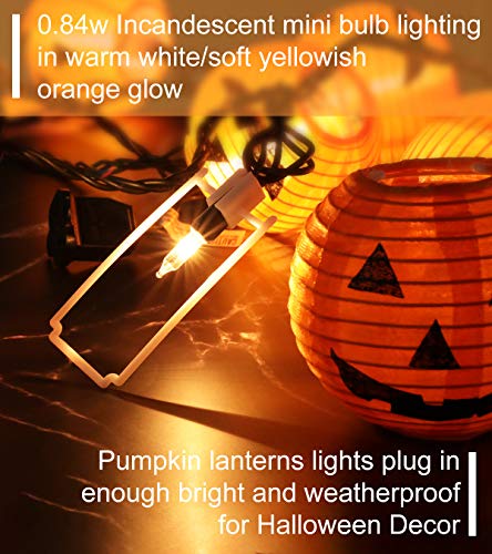 TIGOMOOV Halloween Lantern String Lights, Jack O Lanterns Pumpkin String Lights Plug in, 10 Orange Halloween Lanterns String Lights 9.83FT Connectable Indoor/Outdoor Halloween Decorations