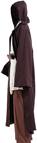 Rongxu Mens Tunic Robe Cosplay Costume Adult Tunic Hooded Robe Outfit Full Set Halloween Costume US Size (Medium, White (Full Set))