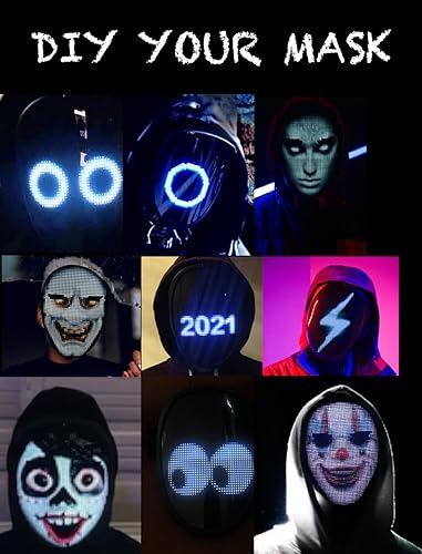 LED Halloween Face Mask with App Control - Digital Luminous Costume Mask