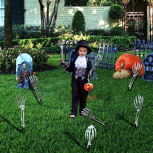 Halloween Zombie Arms: Realistic Skeleton Stakes (8 Pieces)