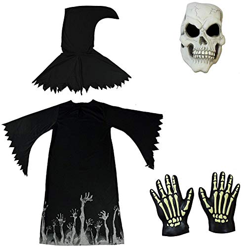Spooktacular Creations Kids Grim Reaper Glow in the Dark Deluxe Phantom Costume, Halloween Grim Reaper Costume for Party-XL(12-14yr)