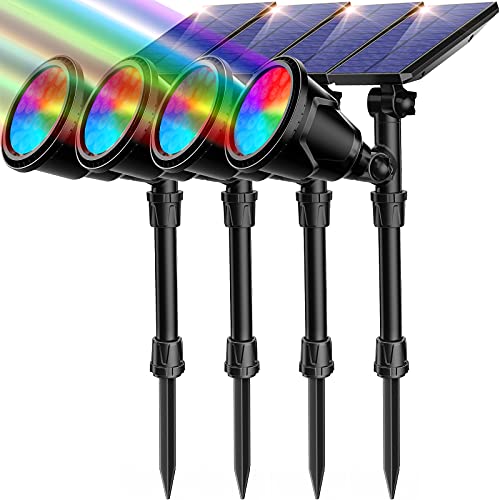 ROSHWEY Solar Outdoor Lights Waterproof, 9 Lighting Modes Solar Garden Lights Colored Landscape Spotlights Spot Lights Outdoor for Backyard House Yard Pool Patio- 4 Pack