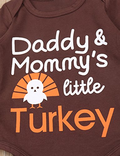 oklady Baby Thanksgiving Outfit Newborn Boy Girl Letter Print Romper Turkey Print Pant With Hat Clothes set(3-6 Months)