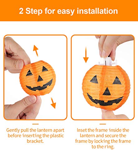 TIGOMOOV Halloween Lantern String Lights, Jack O Lanterns Pumpkin String Lights Plug in, 10 Orange Halloween Lanterns String Lights 9.83FT Connectable Indoor/Outdoor Halloween Decorations