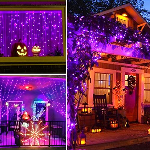 SANJICHA Purple Extra-Long 66FT 200 LED Halloween Lights for Indoor/Outdoor, Super Bright 8 Lighting Modes Plug in String Lights for Halloween Decorations Bedroom Party Garden Patio Tree (Purple)