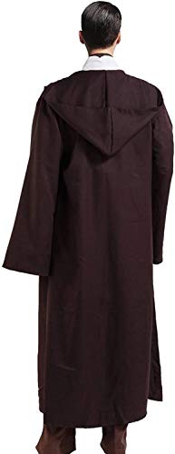 Rongxu Mens Tunic Robe Cosplay Costume Adult Tunic Hooded Robe Outfit Full Set Halloween Costume US Size (Medium, White (Full Set))