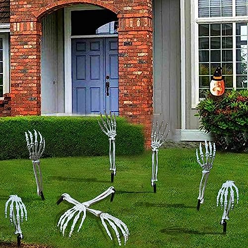 Halloween Zombie Arms: Realistic Skeleton Stakes (8 Pieces)
