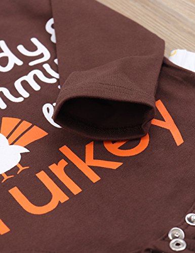 oklady Baby Thanksgiving Outfit Newborn Boy Girl Letter Print Romper Turkey Print Pant With Hat Clothes set(3-6 Months)
