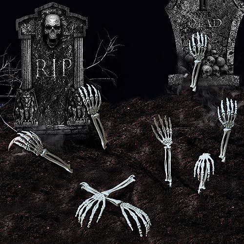Halloween Zombie Arms: Realistic Skeleton Stakes (8 Pieces)