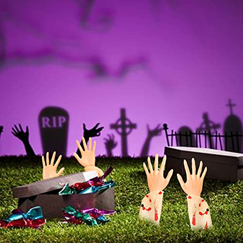 JOYIN Halloween 3 Pair of Bloodstain Zombie Arm Stakes Groundbreaker Yard Stakes for Halloween Haunted House Decoration