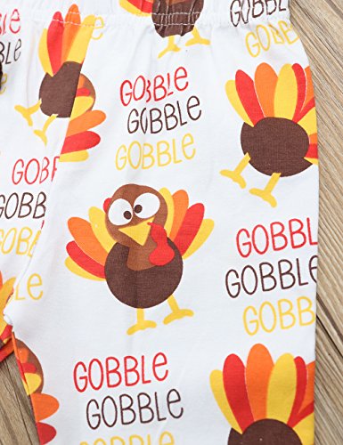 oklady Baby Thanksgiving Outfit Newborn Boy Girl Letter Print Romper Turkey Print Pant With Hat Clothes set(3-6 Months)