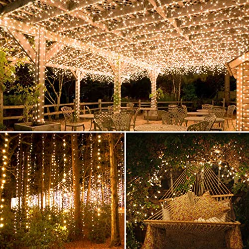 AMIR Upgraded Solar String Lights, 240 LED Copper Wire Lights, 78.6ft 8 Modes Starry Lights, Waterproof Fairy Christmas Decorative Lights for Outdoor, Wedding, Homes, Party (Warm White - Pack of 2)