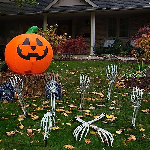Halloween Zombie Arms: Realistic Skeleton Stakes (8 Pieces)