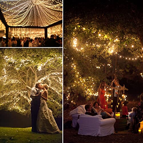 AMIR Upgraded Solar String Lights, 240 LED Copper Wire Lights, 78.6ft 8 Modes Starry Lights, Waterproof Fairy Christmas Decorative Lights for Outdoor, Wedding, Homes, Party (Warm White - Pack of 2)