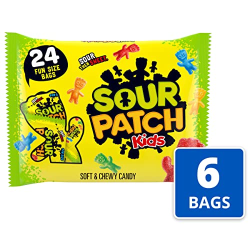SOUR PATCH KIDS Soft & Chewy Candy, 144 Snack Packs (6 Bags)