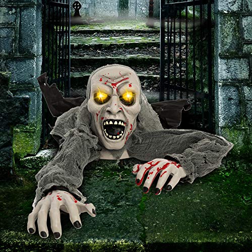 JOYIN Halloween Light-Up Zombie Groundbreaker Animated with bloodstain and Creepy Sound for Halloween Outdoor, Lawn, Yard, Patio Decoration, Halloween Haunted House Decorations