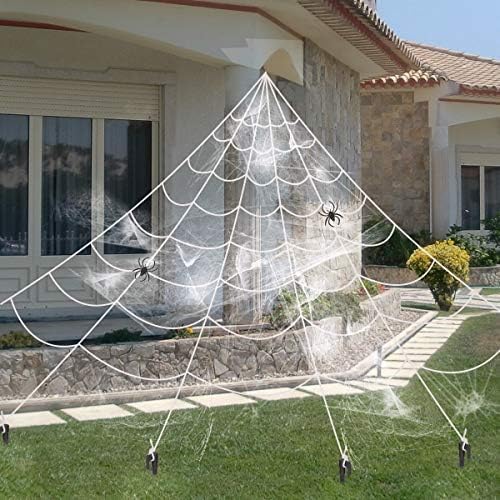 Giant Spider Web & Small Spiders Halloween Decor