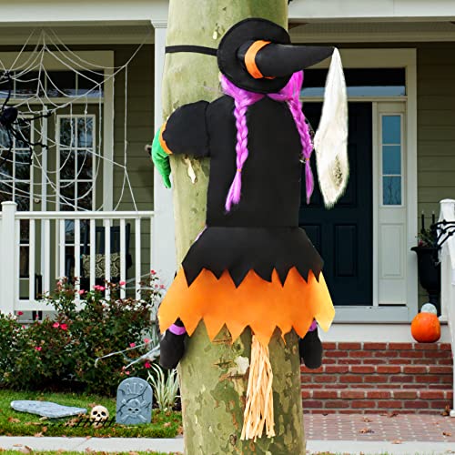 JOYIN 40" Crashing Witch Into Tree Halloween Decoration, Purple Hair Witch Halloween Outdoor Indoor Tree Trunks or Pillars Decor
