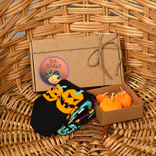 Gift Box/Set 1 Pairs Socks and 3 Pieces of Cute Pumpkin-Shaped Candles