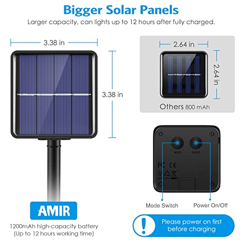 AMIR Upgraded Solar String Lights, 240 LED Copper Wire Lights, 78.6ft 8 Modes Starry Lights, Waterproof Fairy Christmas Decorative Lights for Outdoor, Wedding, Homes, Party (Warm White - Pack of 2)