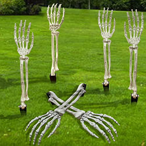Halloween Decorations: Skeleton Stakes with Severed Hands (3 Pair)