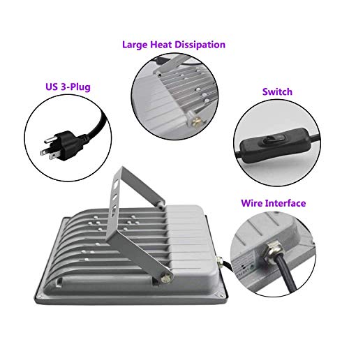 Lysed 30W Black Light, Black Lights for Glow Party, Blacklight Party Glow in The Dark, LED Black Lights Halloween Decorations, IP66 Waterproof (2 Pack)