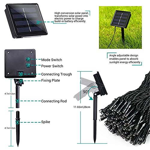 Lomotech Solar Halloween Lights, 2 Pack 72Ft 200 LED Orange Solar Lights with 8 Modes Waterproof Halloween Lights Outdoor for Garden, Patio, Fence, Balcony
