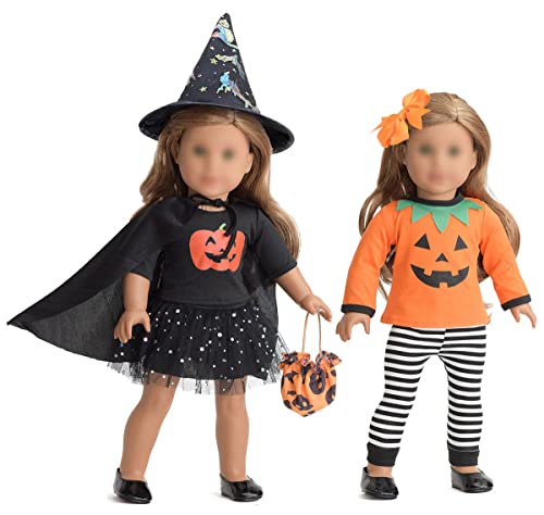 sweet dolly 18 Inch Doll Clothes Accesories Halloween Pumpkin Witch Costume Pumpkin Suit Set for American 18 inches Dolls