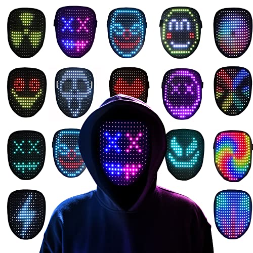 Ompusos Led Mask, Light Up Mask with Gesture Sensing, LED Lighted Face Transforming Halloween Mask, Costume Cosplay Party Masquerade((Led mask)