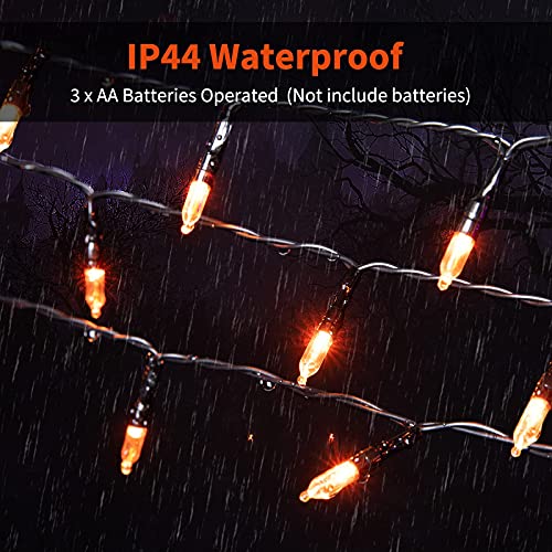 2 Pack Orange String Lights 17.8 Feet 50 LED Battery Operated Waterproof Mini Fairy Lights Show with 8 Modes for Outdoor Indoor Patio Xmas Tree Birthday Party Holiday Halloween Christmas Decorations