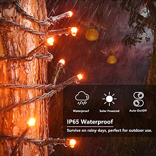 Lomotech Solar Halloween Lights, 2 Pack 72Ft 200 LED Orange Solar Lights with 8 Modes Waterproof Halloween Lights Outdoor for Garden, Patio, Fence, Balcony