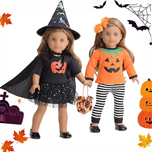 sweet dolly 18 Inch Doll Clothes Accesories Halloween Pumpkin Witch Costume Pumpkin Suit Set for American 18 inches Dolls