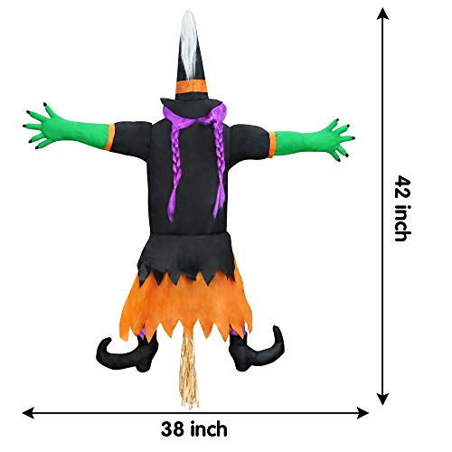 JOYIN 40" Crashing Witch Into Tree Halloween Decoration, Purple Hair Witch Halloween Outdoor Indoor Tree Trunks or Pillars Decor