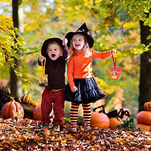NILUTO 30 Pcs Hallween Candy Bags Treat Bags Paper with Ribbon Bags Trick or Treat Sweet Goodie Bags Halloween Treats Bags 6 Styles Halloween Goodies Bags