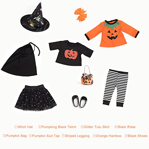 sweet dolly 18 Inch Doll Clothes Accesories Halloween Pumpkin Witch Costume Pumpkin Suit Set for American 18 inches Dolls
