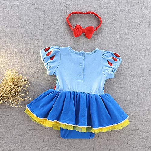 Dressy Daisy Baby Girls Princess Dress Onesie Bodysuit Romper Halloween Costume with Headband Size 3-6 Months Blue 212