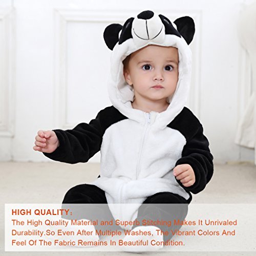 MICHLEY Unisex Baby Boy Girl Hooded Romper Winter Animal Cosplay Jumpsuit Outfits, Panda, 6-12months, Size 80