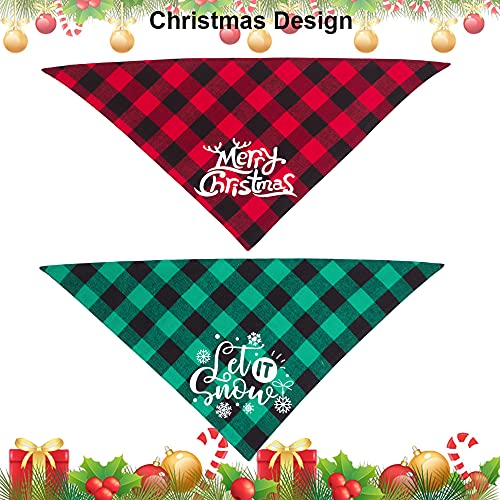 ADOGGYGO 4 Pack Plaid Holiday Dog Bandana, Halloween Thanksgivng Christmas Dog Bandana Scarf Kerchief Christmas Thanksgivng Halloween Bandana for Medium Large Dogs (Large, Style 1)