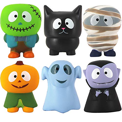Holiday Squishy Toys Party Favors: Pumpkin, Zombie, Black Cat, Mummy, Vampire Halloween Treat Bag Classroom Prizes for Kids,, Stress Reliever