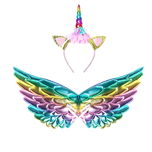 Soyoekbt Girls Unicorn Costume LED Light Up Unicorn Princess Tutu Dress for Birthday Party Halloween with Headband Wing