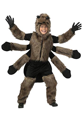 Kids Brown Furry Spider Costume Boys, Scary Eight Legs Arachnid Giant Tarantula Childrens Halloween Medium (8-10)