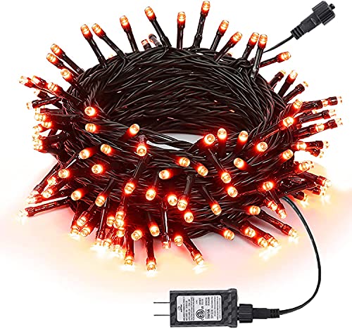 Joomer Orange Halloween Lights 82FT 200 LED Connectable Halloween String Lights with 8 Modes Timer Waterproof Plug-in Orange String Lights for Indoor Outdoor Halloween Decorations