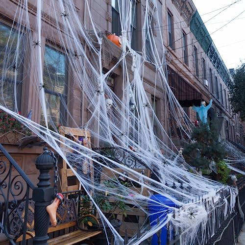 Spooky Spider Web Outdoor Decor with 50 Spiders