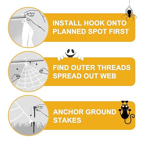 Giant Spider Web & Small Spiders Halloween Decor