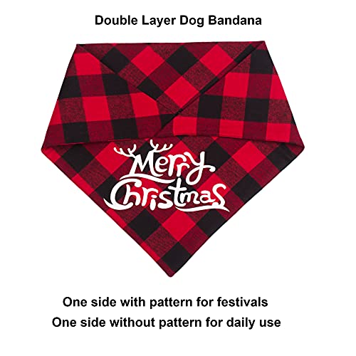 ADOGGYGO 4 Pack Plaid Holiday Dog Bandana, Halloween Thanksgivng Christmas Dog Bandana Scarf Kerchief Christmas Thanksgivng Halloween Bandana for Medium Large Dogs (Large, Style 1)