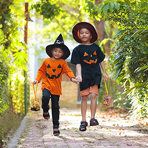 NILUTO 30 Pcs Hallween Candy Bags Treat Bags Paper with Ribbon Bags Trick or Treat Sweet Goodie Bags Halloween Treats Bags 6 Styles Halloween Goodies Bags