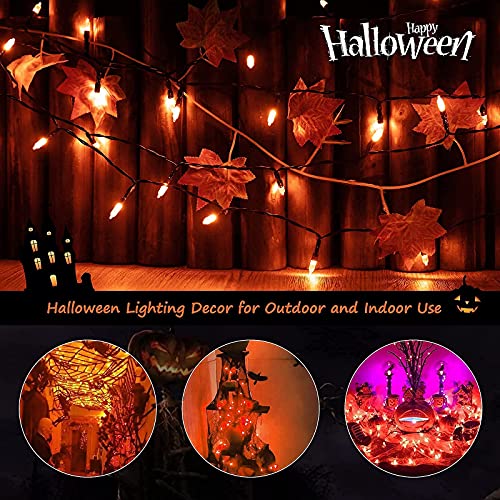 2 Pack Orange String Lights 17.8 Feet 50 LED Battery Operated Waterproof Mini Fairy Lights Show with 8 Modes for Outdoor Indoor Patio Xmas Tree Birthday Party Holiday Halloween Christmas Decorations