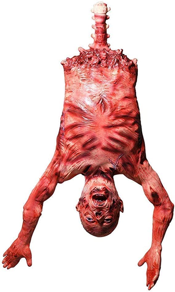 Halford Bloody Half Body, Horrible Limbless Hanging Half Body with Bloody Cut Off Skin for Scary Haunted House Outdoor Decorations Props - Men